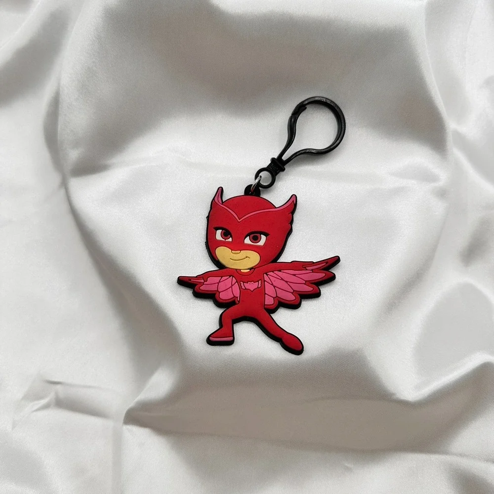 Vintage 80s Rubber Keychain Red Superhero Bag Charm Backpack Clip Licens Jewelry